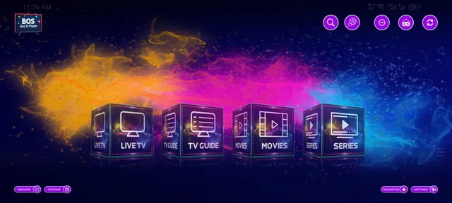 Sky Bos Tv Player With VPN on screen